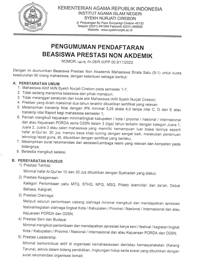 PENGUMUMAN BEASISWA