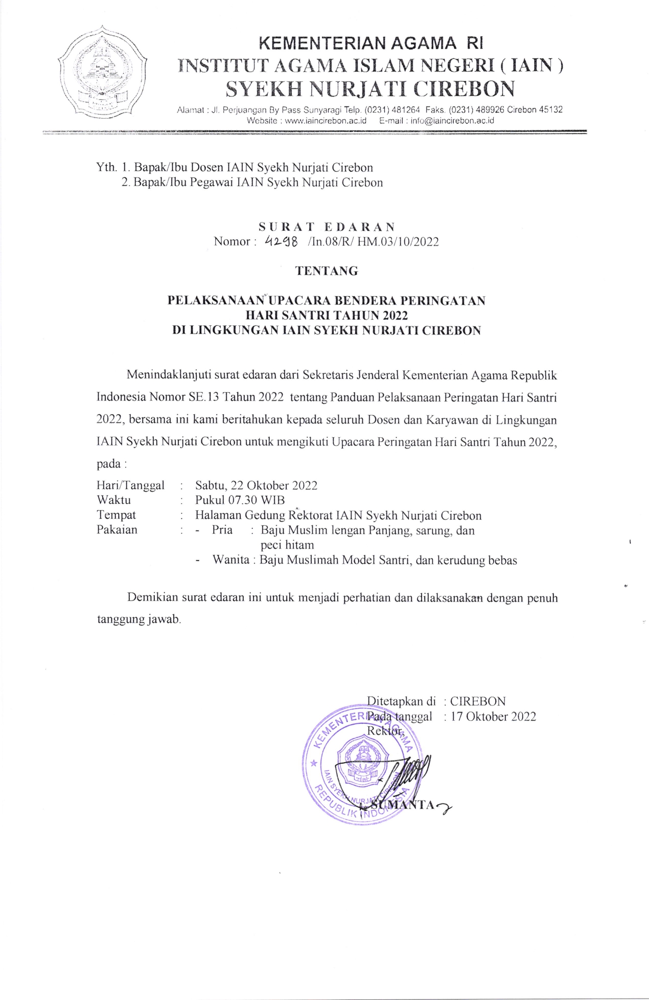 Upacara Bendera Hari Santri