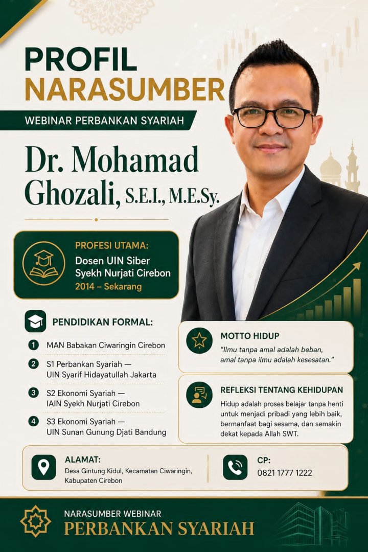 Buka Wawasan Karier Era Digital, Dosen jurusan Pariwisata Syariah Dr. Mohamad Ghozali, S.E.I., M.E.Sy. menjadi narasumber dalam acara webinar daring (online) dilaksanakan oleh HIMPASy FEBI UIN Siber Syekh Nurjati Cirebon