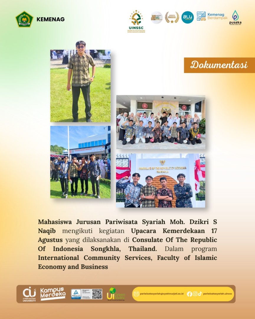 Mahasiswa Pariwisata Syariah UIN Siber Cirebon Ikuti Upacara Kemerdekaan di Konsulat RI Songkhla